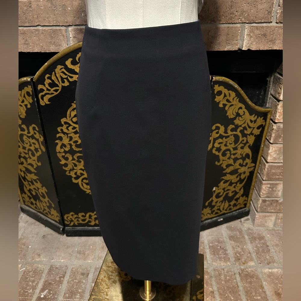 HUGO BOSS Pencil Straight Skirt Classic Dark Navy Blue Back Zipper Slit Lined 6